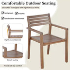 GDFStudio Lena 5 Piece Acacia Wood Outdoor Dining Set with 59 Rectangular Table and Umbrella Hole