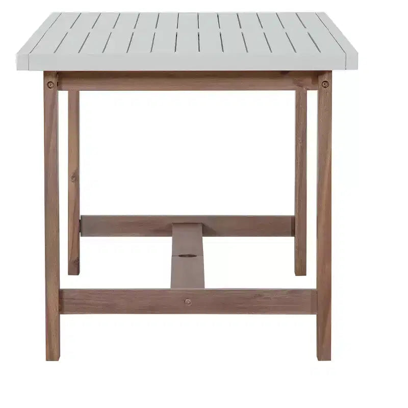 GDFStudio Lena 5 Piece Acacia Wood Outdoor Dining Set with 59 Rectangular Table and Umbrella Hole