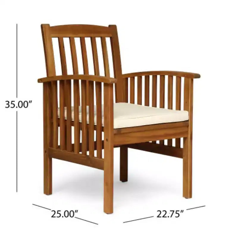 7-Piece Acacia Wood Outdoor Dining Set, Modern Rectangular Table with 6 Cushioned Chairs for Patio, Backyard, Deck, and Poolside-Panipeachy