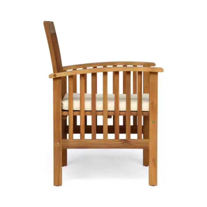 7-Piece Acacia Wood Outdoor Dining Set, Modern Rectangular Table with 6 Cushioned Chairs for Patio, Backyard, Deck, and Poolside-Panipeachy