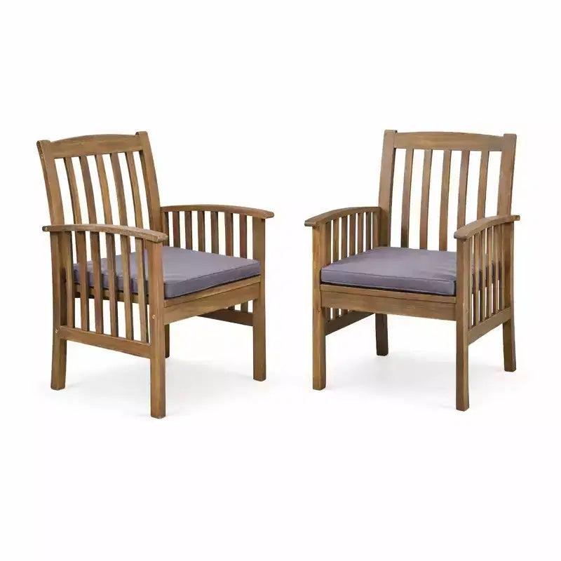 7-Piece Acacia Wood Outdoor Dining Set, Modern Rectangular Table with 6 Cushioned Chairs for Patio, Backyard, Deck, and Poolside-Panipeachy