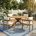 Christopher Knight Home Zariah 5 Piece Patio Rustic Acacia Wood Dining Set with Cushions and Slatted Table