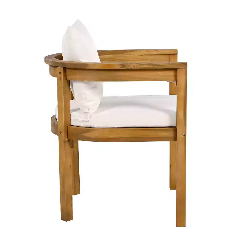 Christopher Knight Home Zariah 5 Piece Patio Rustic Acacia Wood Dining Set with Cushions and Slatted Table