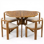 Christopher Knight Home Torin 5 Piece Patio Rustic Acacia Wood Dining Set with Cushions and Slatted Table