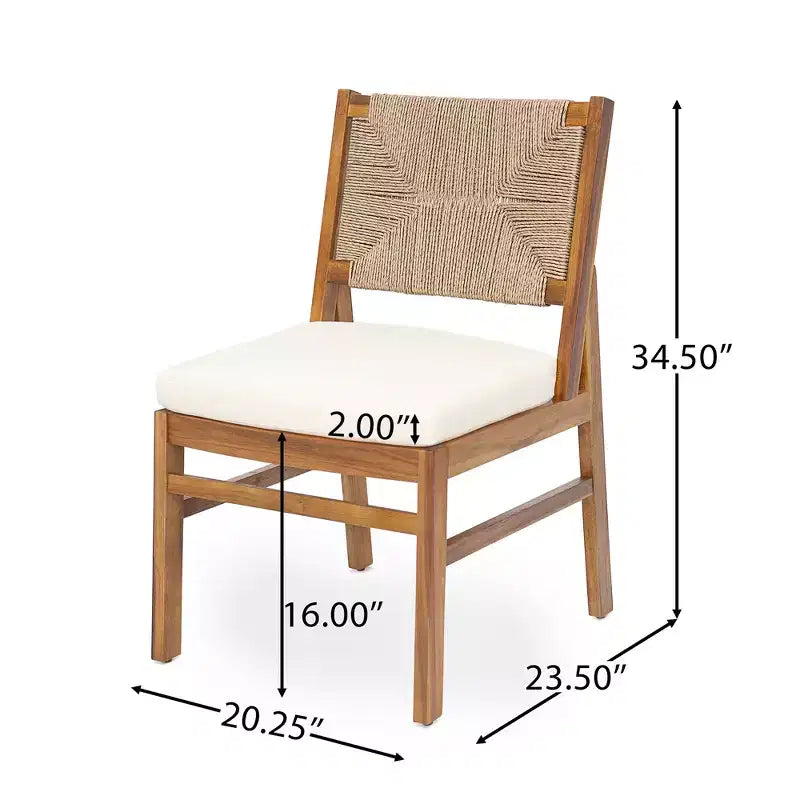 Christopher Knight Home Zola Modern 6 Piece Patio Acacia Dining Chairs with Wicker Backrest and Slatted Table Set