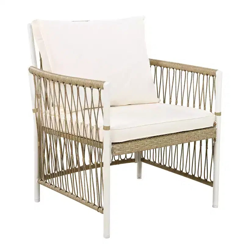 5/7PCS Outdoor Dining Set Patio Dining Furniture Set with 4/6 Rattan Arm Chairs & Weather-Resistant Acacia Wood Table, Natural - ModernLuxe