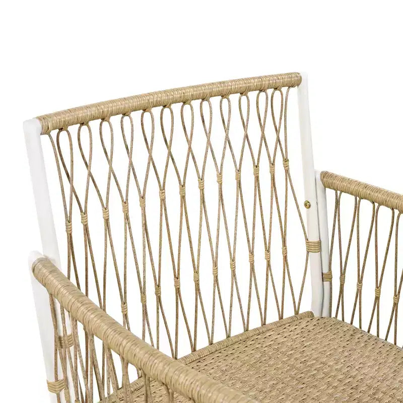 5/7PCS Outdoor Dining Set Patio Dining Furniture Set with 4/6 Rattan Arm Chairs & Weather-Resistant Acacia Wood Table, Natural - ModernLuxe