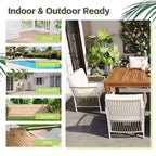 5/7PCS Outdoor Dining Set Patio Dining Furniture Set with 4/6 Rattan Arm Chairs & Weather-Resistant Acacia Wood Table, Natural - ModernLuxe