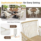 5/7PCS Outdoor Dining Set Patio Dining Furniture Set with 4/6 Rattan Arm Chairs & Weather-Resistant Acacia Wood Table, Natural - ModernLuxe