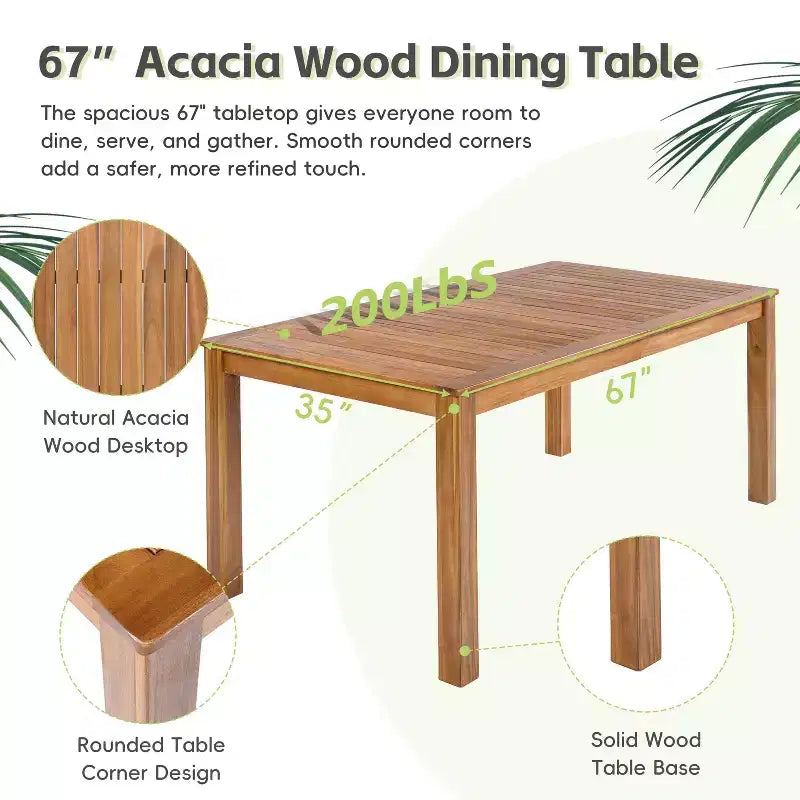 5/7PCS Outdoor Dining Set Patio Dining Furniture Set with 4/6 Rattan Arm Chairs & Weather-Resistant Acacia Wood Table, Natural - ModernLuxe