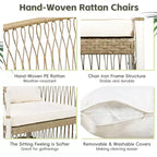 5/7PCS Outdoor Dining Set Patio Dining Furniture Set with 4/6 Rattan Arm Chairs & Weather-Resistant Acacia Wood Table, Natural - ModernLuxe