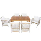 5/7PCS Outdoor Dining Set Patio Dining Furniture Set with 4/6 Rattan Arm Chairs & Weather-Resistant Acacia Wood Table, Natural - ModernLuxe