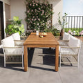 5/7PCS Outdoor Dining Set Patio Dining Furniture Set with 4/6 Rattan Arm Chairs & Weather-Resistant Acacia Wood Table, Natural - ModernLuxe