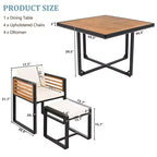 GDFStudio Ernest Patio Modern Acacia Wood 18-Piece Dining Set with 2 Tables, 8 Cushioned Chairs and 8 Ottomans