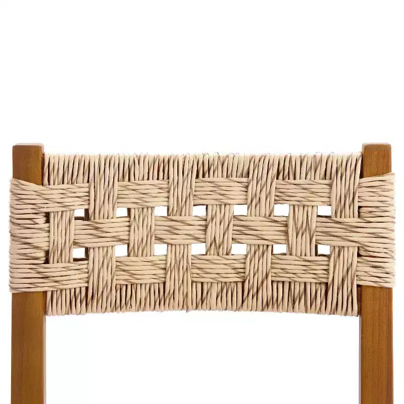 Christopher Knight Home Ginni Farmhouse 5 Piece Acacia Wood Dining Set with Slatted Design and Wicker Weave