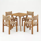 Christopher Knight Home Fra Farmhouse 5 Piece Acacia Wood Dining Set with Wicker and Slatted Design