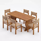 Christopher Knight Home Riccardo Farmhouse 5 Piece Acacia Wood Dining Set with Wicker and Slatted Design