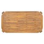 Christopher Knight Home Elko Modern 7 Piece Outdoor Acacia Wood Slatted Dining Table with Aluminum Chairs and Cushions