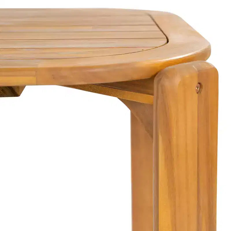 Christopher Knight Home Elko Modern 7 Piece Outdoor Acacia Wood Slatted Dining Table with Aluminum Chairs and Cushions