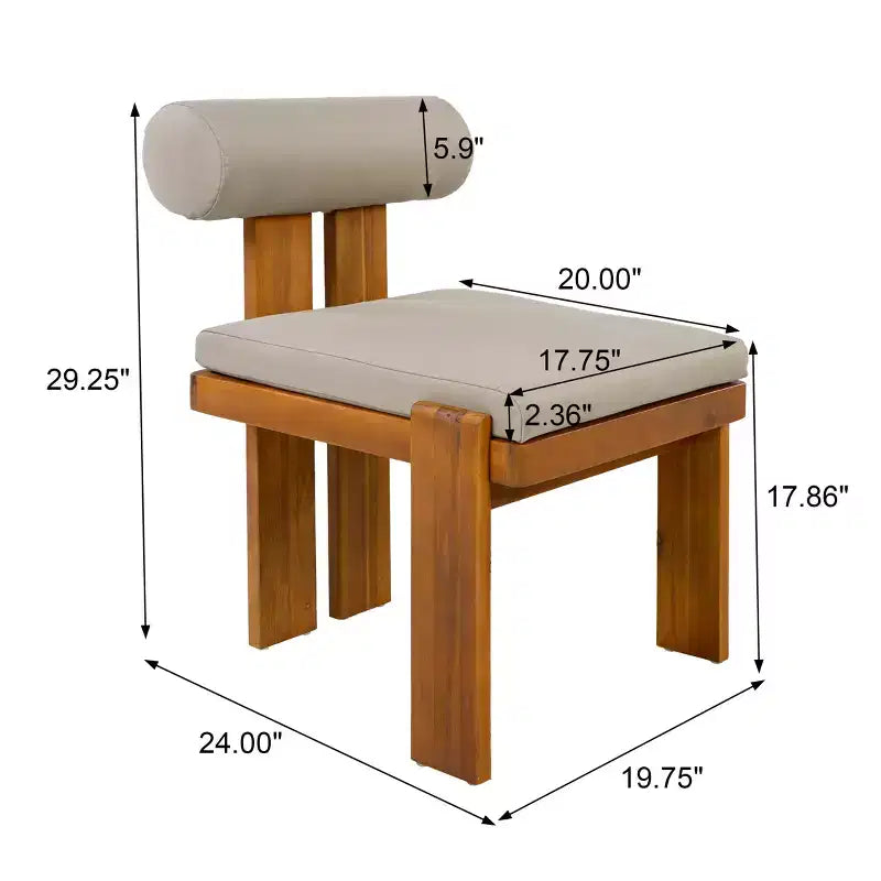 Christopher Knight Home Javier Modern 5 Piece Patio Acacia Upholstered Dining Set with Round Back and Slatted Table