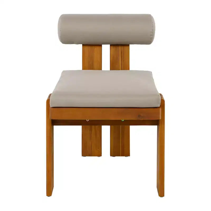 Christopher Knight Home Javier Modern 5 Piece Patio Acacia Upholstered Dining Set with Round Back and Slatted Table