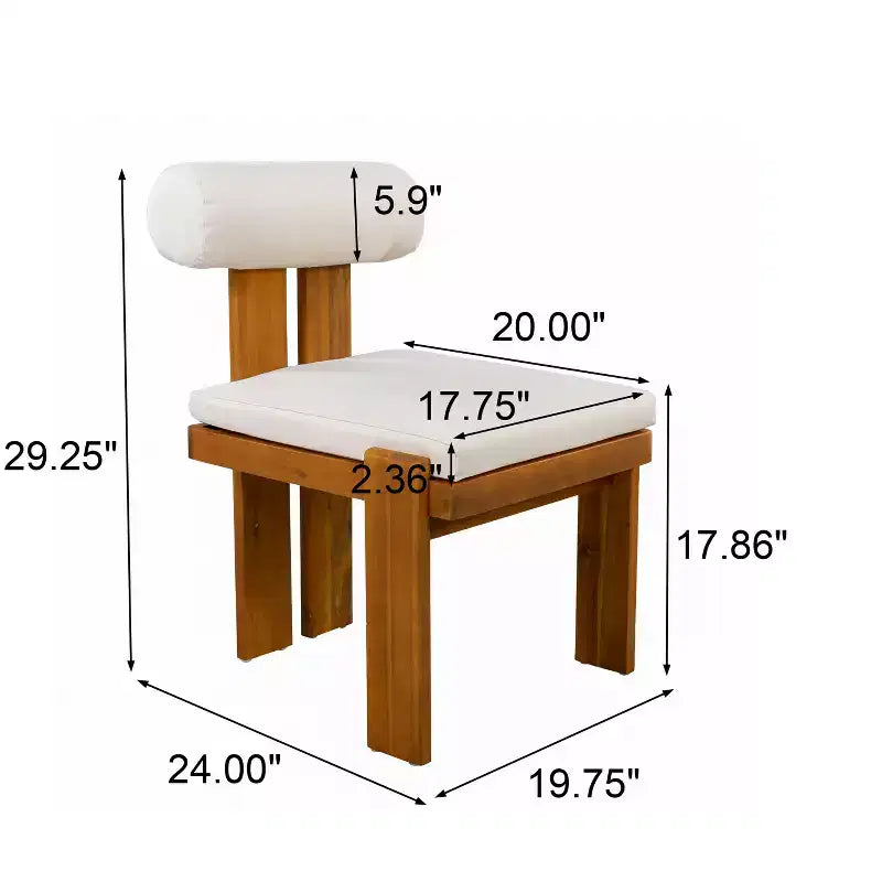 Christopher Knight Home Javier Modern 5 Piece Patio Acacia Upholstered Dining Set with Round Back and Slatted Table