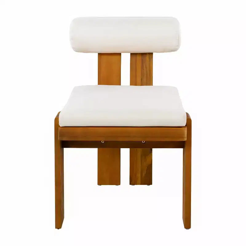 Christopher Knight Home Javier Modern 5 Piece Patio Acacia Upholstered Dining Set with Round Back and Slatted Table