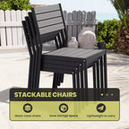 Crestlive Products 11PCS Large Gatherings Patio Dining Set Aluminum Frame Stackable Chairs Wood Like Table Umbrella Hole