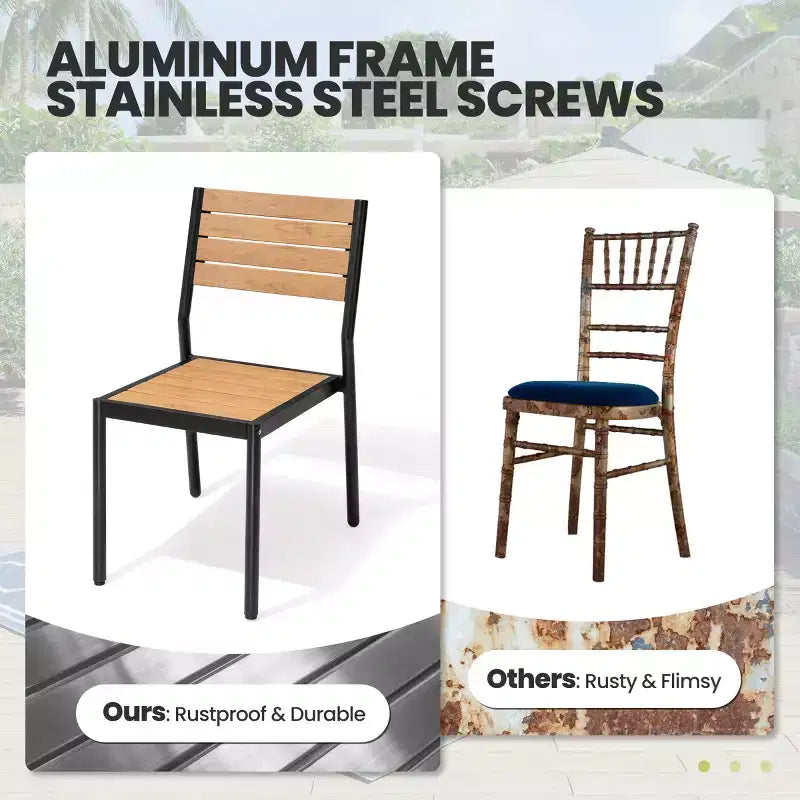 13PCS Extra Large Patio Dining Set X-Style Legs Stackable Chairs Wood Look Finish Table with Umbrella Hole