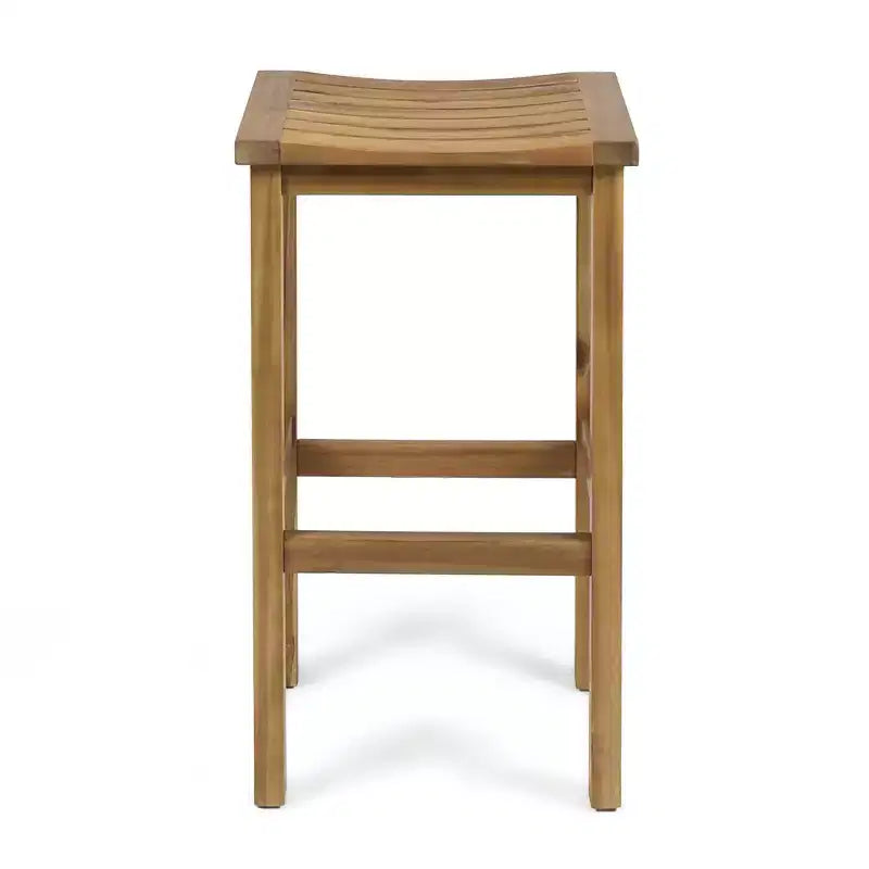 GDFStudio Pranav Modern 3 Piece Acacia Wood Slatted Balcony Bar Set with Bottom Shelf Table and 2 Stools