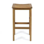 GDFStudio Pranav Modern 3 Piece Acacia Wood Slatted Balcony Bar Set with Bottom Shelf Table and 2 Stools