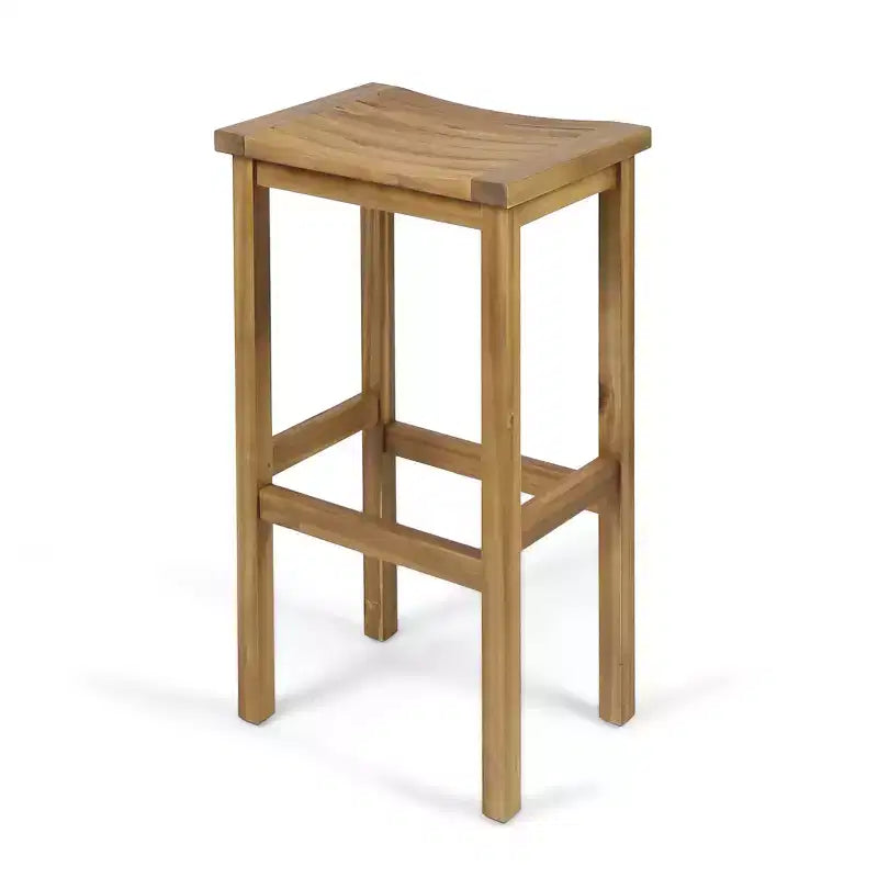 GDFStudio Pranav Modern 3 Piece Acacia Wood Slatted Balcony Bar Set with Bottom Shelf Table and 2 Stools