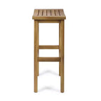 GDFStudio Pranav Modern 3 Piece Acacia Wood Slatted Balcony Bar Set with Bottom Shelf Table and 2 Stools