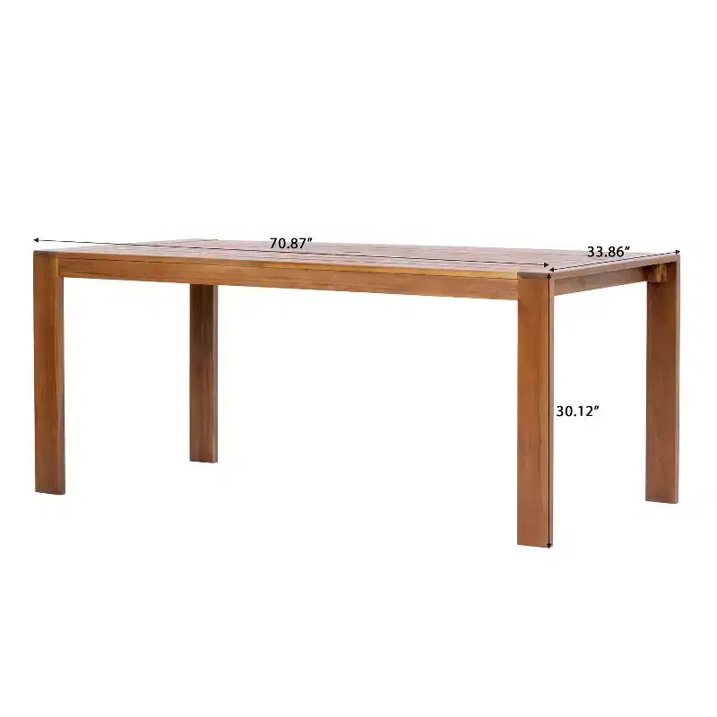 Christopher Knight Home Ratchanon Modern 7 Piece Acacia Wood Patio Dining Set with PE Woven Rope and Slatted Table