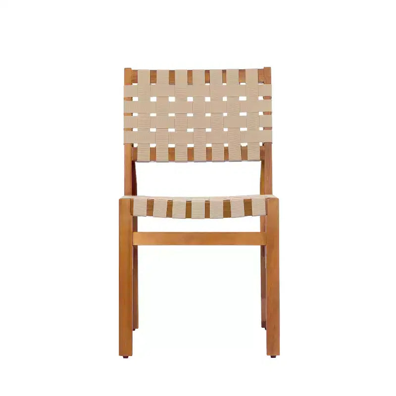 Christopher Knight Home Ratchanon Modern 7 Piece Acacia Wood Patio Dining Set with PE Woven Rope and Slatted Table