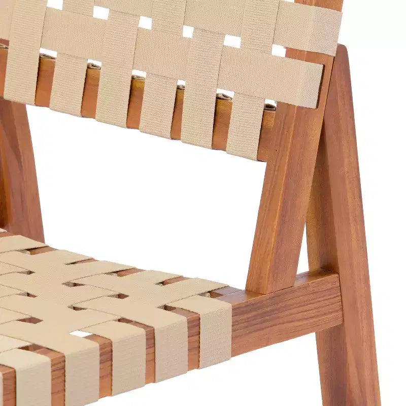 Christopher Knight Home Ratchanon Modern 7 Piece Acacia Wood Patio Dining Set with PE Woven Rope and Slatted Table
