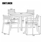 5-Piece Outdoor Acacia Wood Patio Dining Set for 4, Slatted Top Round Table and 4 Chairs, Backyard Furniture for Deck, Poolside-Panipeachy