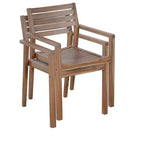 5-Piece Outdoor Acacia Wood Patio Dining Set for 4, Slatted Top Round Table and 4 Chairs, Backyard Furniture for Deck, Poolside-Panipeachy