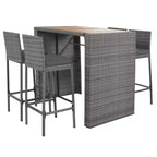 5-Piece Outdoor Patio Bar Dining Set with Acacia Wood Table and Wicker Bar Height Chairs, Weather-Resistant Furniture for Backyard-Panipeachy