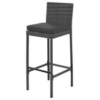 5-Piece Outdoor Patio Bar Dining Set with Acacia Wood Table and Wicker Bar Height Chairs, Weather-Resistant Furniture for Backyard-Panipeachy