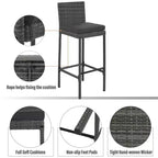 5-Piece Outdoor Patio Bar Dining Set with Acacia Wood Table and Wicker Bar Height Chairs, Weather-Resistant Furniture for Backyard-Panipeachy