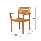 Outdoor Patio Dining Set for 6, Acacia Wood Rectangular Table with 6 Chairs, Modern Backyard Furniture for Garden, Deck & Poolside-Panipeachy