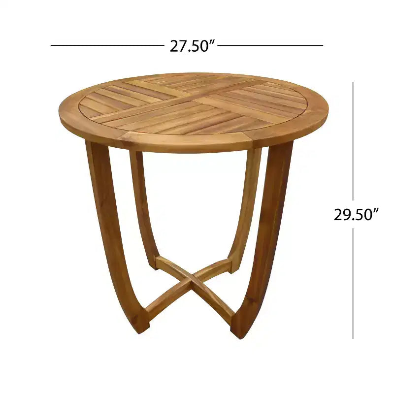 3 Pieces Outdoor Patio Dining Set, Hermosa KD Wood Table & Chairs with Cushions, Teak Finish