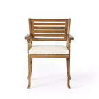 3 Pieces Outdoor Patio Dining Set, Hermosa KD Wood Table & Chairs with Cushions, Teak Finish