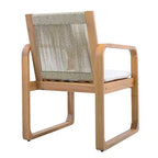 ModernLuxe 5/7-Piece Outdoor Dining Table Set, 71 Acacia Wood Table with Cushions + 6 Rope Back Dining Chairs, Light Teak Finish