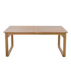 ModernLuxe 5/7-Piece Outdoor Dining Table Set, 71 Acacia Wood Table with Cushions + 6 Rope Back Dining Chairs, Light Teak Finish