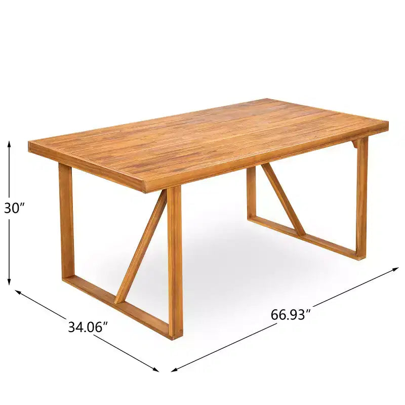 7-Piece Acacia Wood Outdoor Dining Set with 6 Cushioned Chairs, Rectangular Patio Dining Table Set for Backyard, Garden, Deck-Panipeachy
