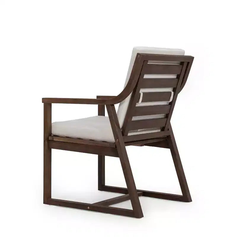 7-Piece Wood Patio Dining Set for 6, Round Table with Umbrella Hole and Cushioned Chairs for Garden or Backyard-Panipeachy
