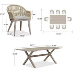 PURPLE LEAF Outdoor Dining Set with Patio Aluminium Dining Table and Wicker Rattan Chairs