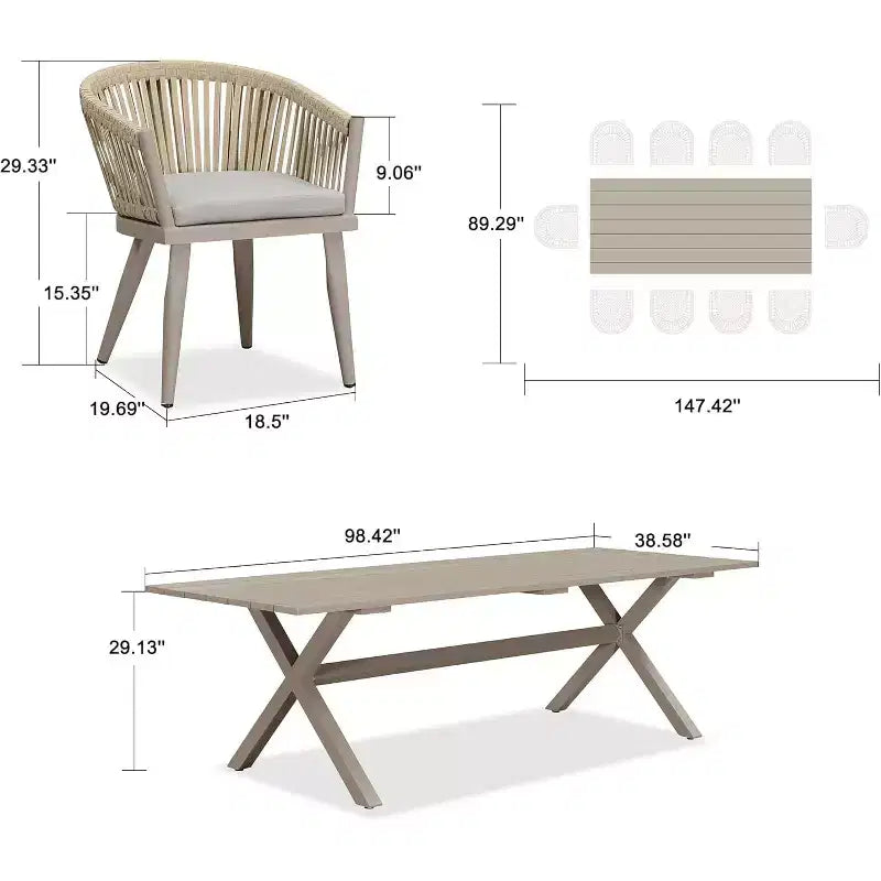 PURPLE LEAF Outdoor Dining Set with Patio Aluminium Dining Table and Wicker Rattan Chairs